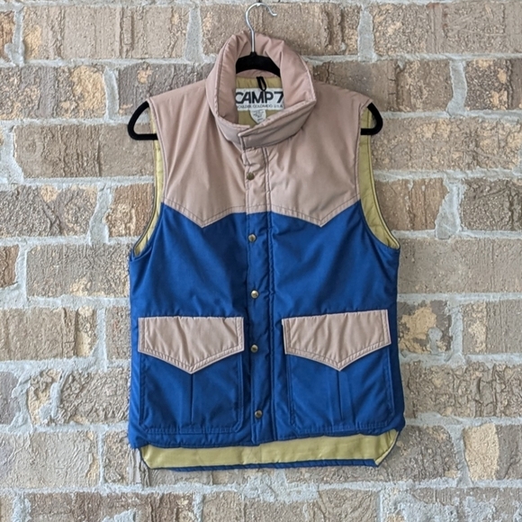 Vintage Other - VTG 70s Camp7 Boulder Colorado Color Block Puffer Insulated Vest Blue Tan Small